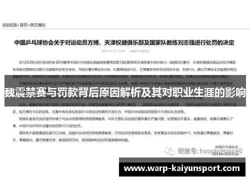 魏震禁赛与罚款背后原因解析及其对职业生涯的影响 魏震禁赛与罚款背后原因解析及其对职业生涯的影响